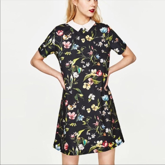 Floral dress with white collar Clearance